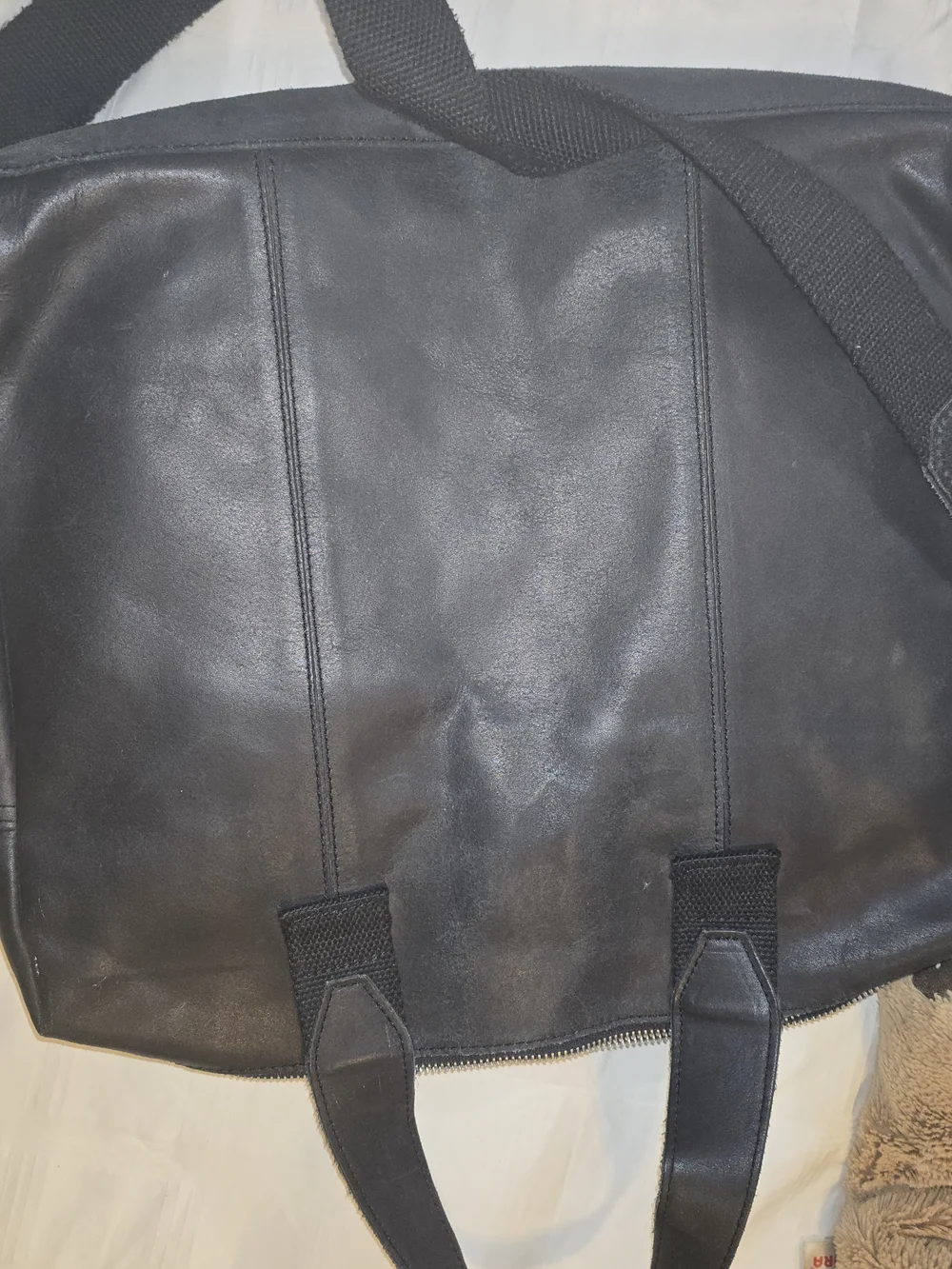 ASOS Genuine Leather Black Laptop Tote Work Bag Minimalist Office